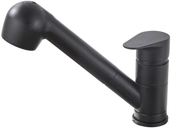 Cranio cucina con spruzzatore retrattile, rubinetto di scarico, nero