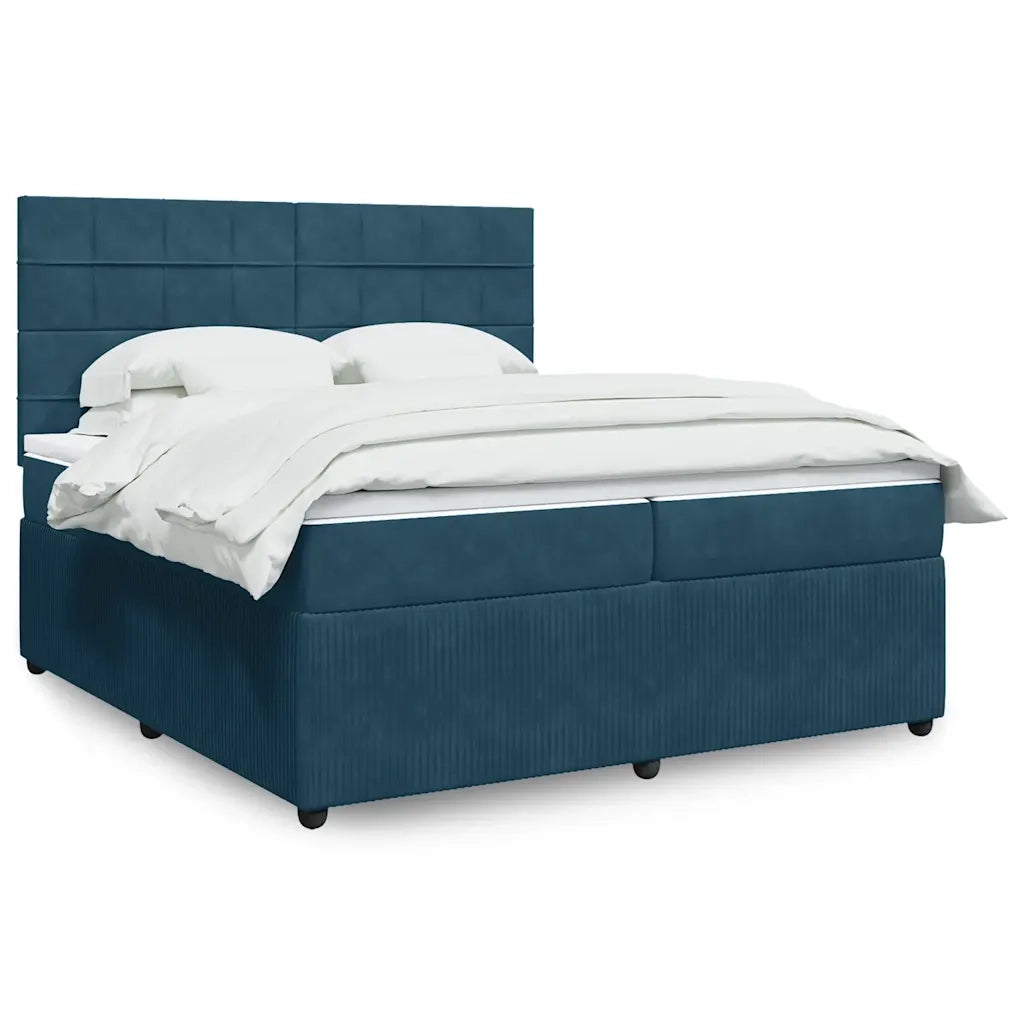 Giroletto a Molle con Materasso Blu 200x200 cm in Velluto 3294734