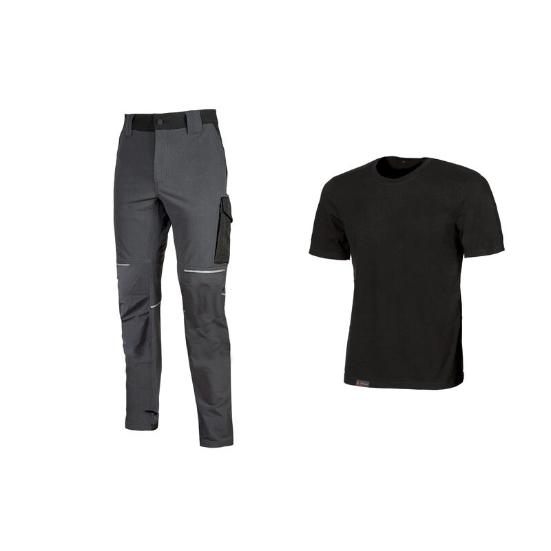 WORKWEAR KIT T-SHIRT+ PANTAL BLACK/GREY TG   M