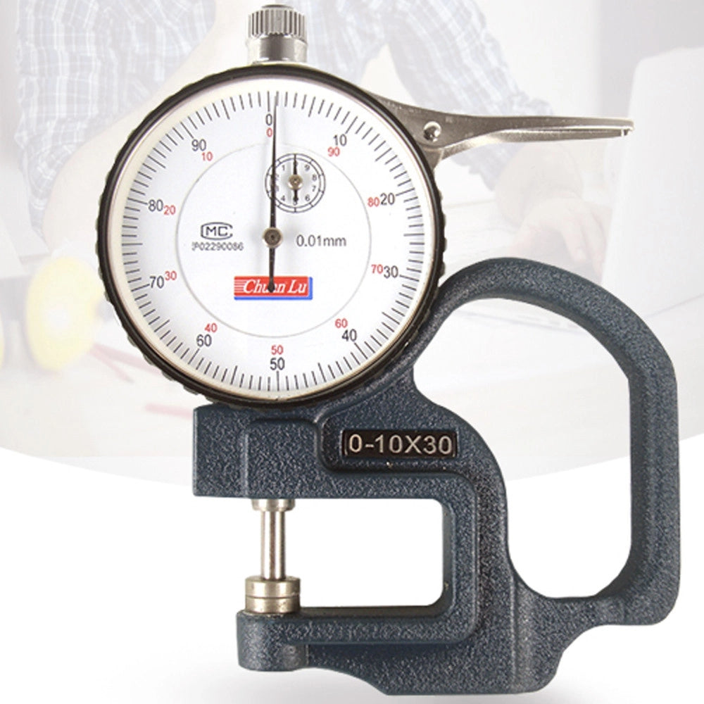 Trade Shop - Micrometro Spessimetro A Leva Con Quadrante Analogico A Lancetta 0-10 X 30 Mm -