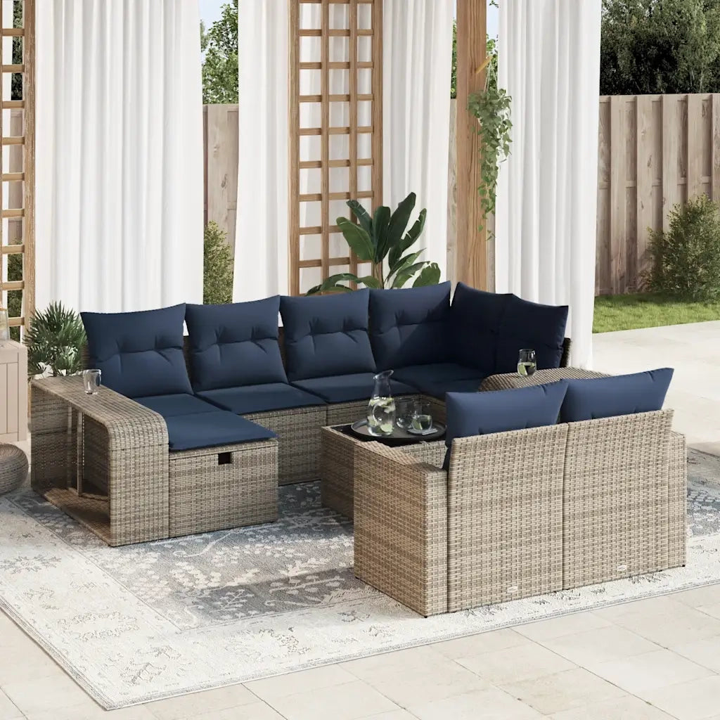 Set Divani da Giardino 11 pz con Cuscini in Polyrattan Grigio 3326075
