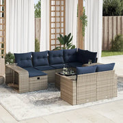 Set Divani da Giardino 11 pz con Cuscini in Polyrattan Grigio 3326075
