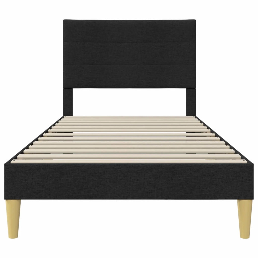Struttura del letto con testiera-Giroletto Nero 90 x 190 cm Tessuto 297570