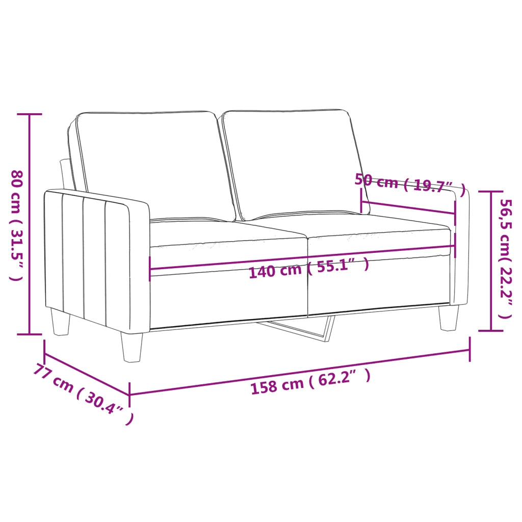 Divano a 2 Posti Crema 140 cm in Similpelle 359138