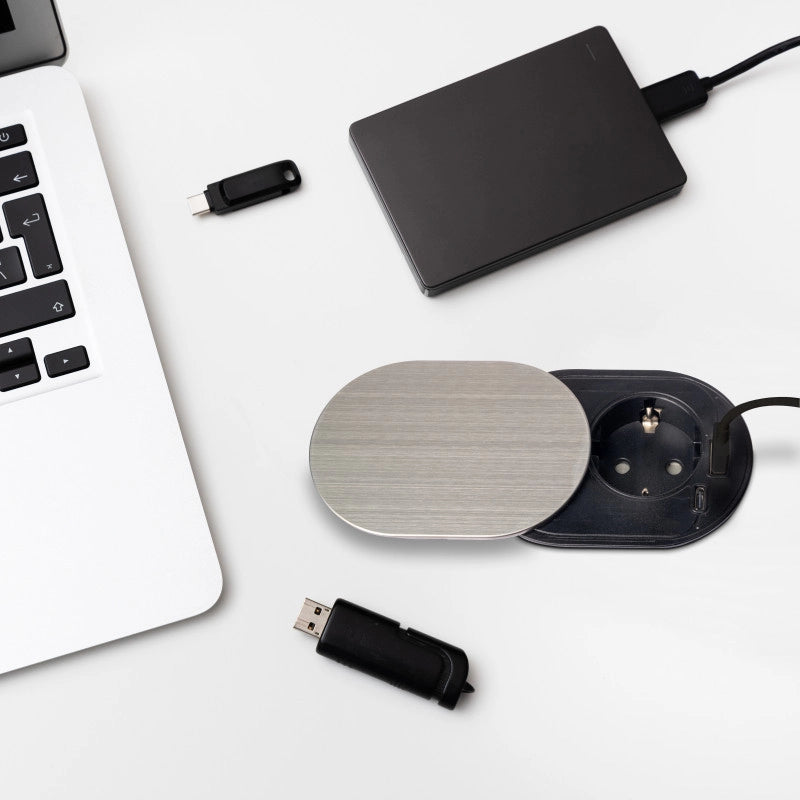Caricabatterie wireless Airtop 2, con USB A, D.60mm, 5V DC / 2.1A (USB-10W/Qi-10W), Tecnoplastica, Nero