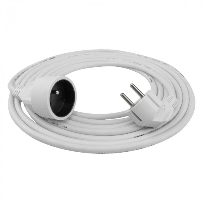 Prolunga elettrica bianca 1 presa 5 m terra 16A