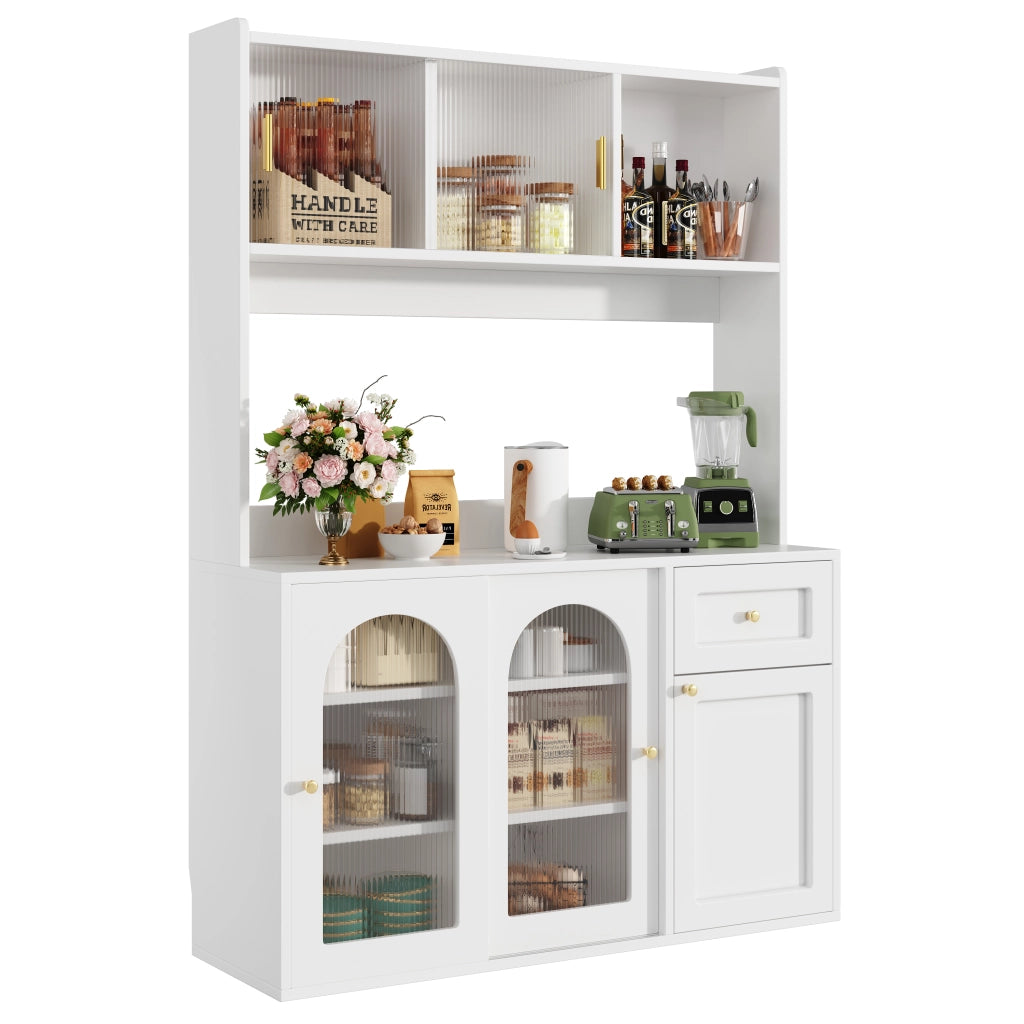 Mobile Buffet con LED e Ripiani Regolabili ¨C MINIMAL ¨C Bianco