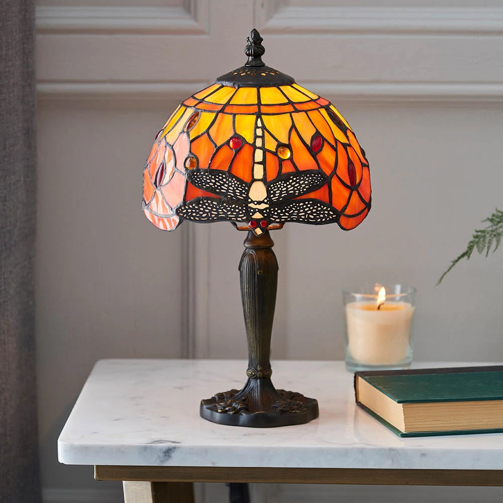 Lampada da tavolo Tiffany Dragonfly Flame rossa E14 40W