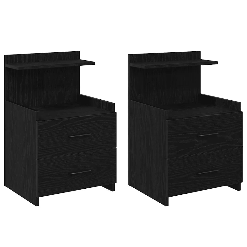 Comodini 2 pz con 2 cassetti neri 40x36,5x62 cm 858635