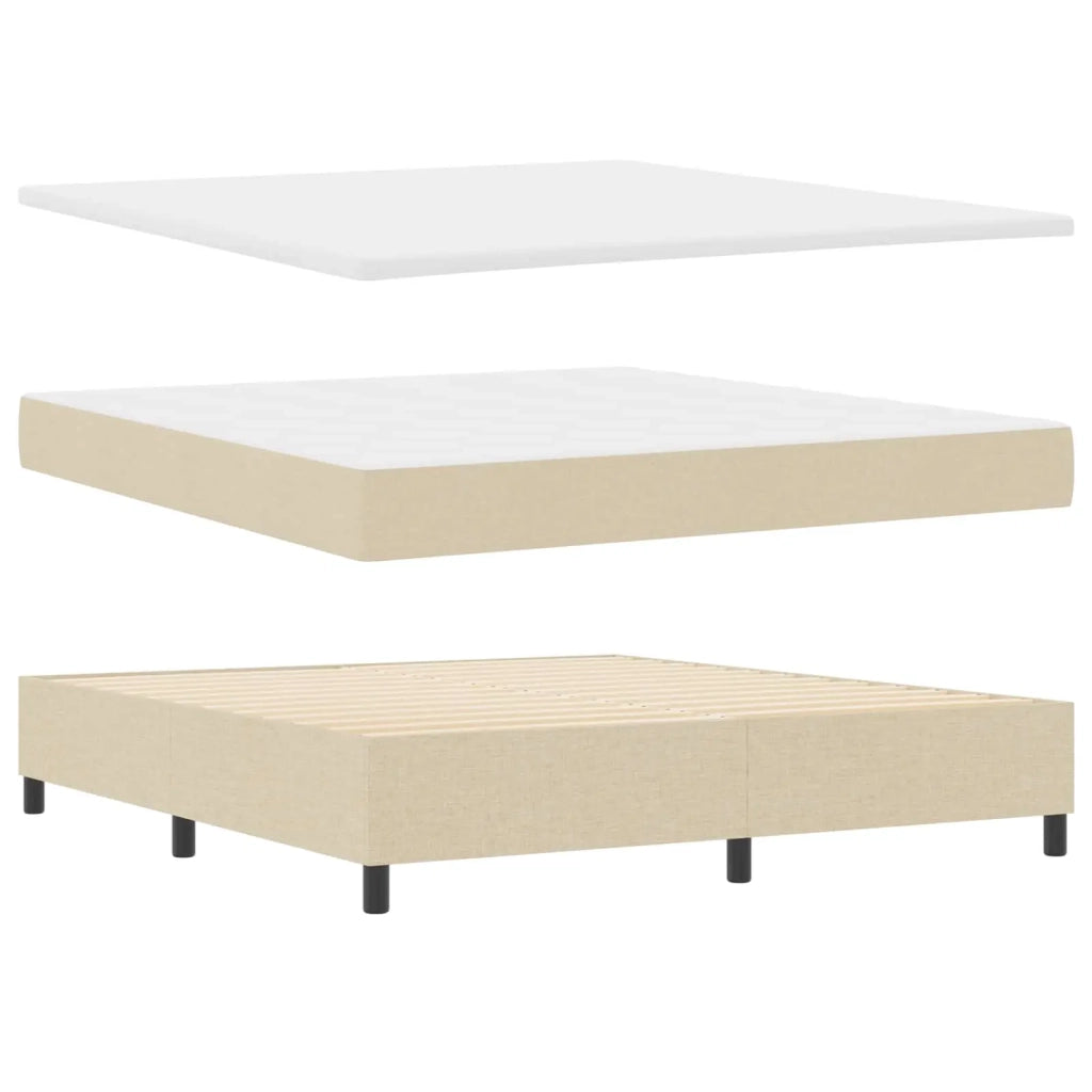 Letto a molle con strisce LED Crema 180 x 200 cm Tessuto 3342968