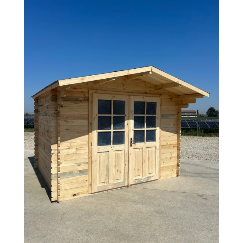 Casetta in Legno da Giardino per Esterni, Sistema Block House, Doghe Spessore 28mm - articolo BLOCK25x25/28DP - 110037