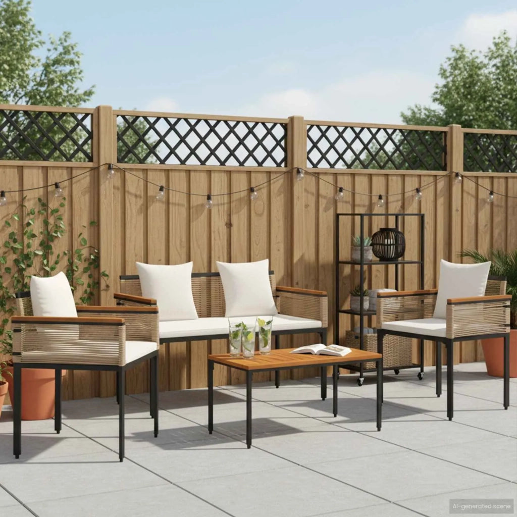 Set di Mobili da Esterno Beige e Bianco Crema polyrattan 42025228