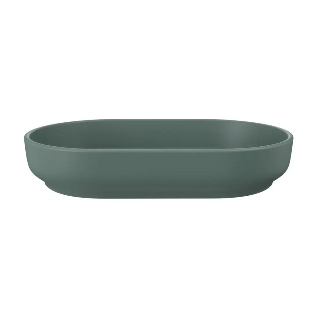Lavabo ovale da appoggio 55x35 cm in ceramica verde foresta opaco