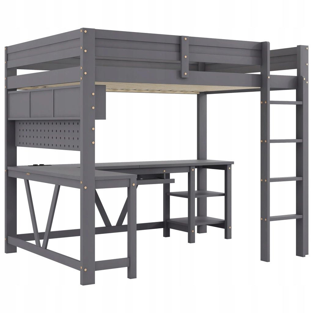 Letto gaming con scrivania LED - Xylo - 90x200 - Grigio
