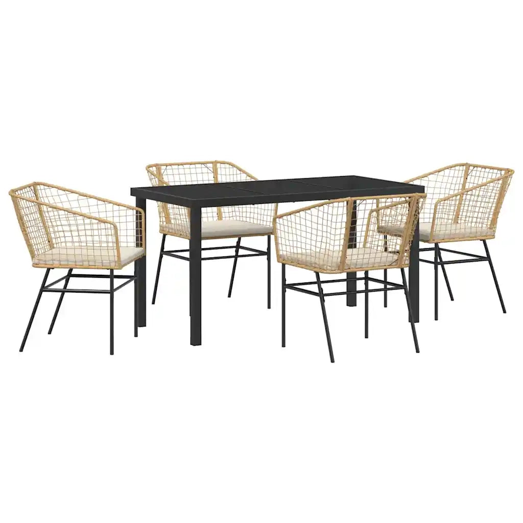 Set da Pranzo per Giardino 5 pcs Marrone polyrattan
