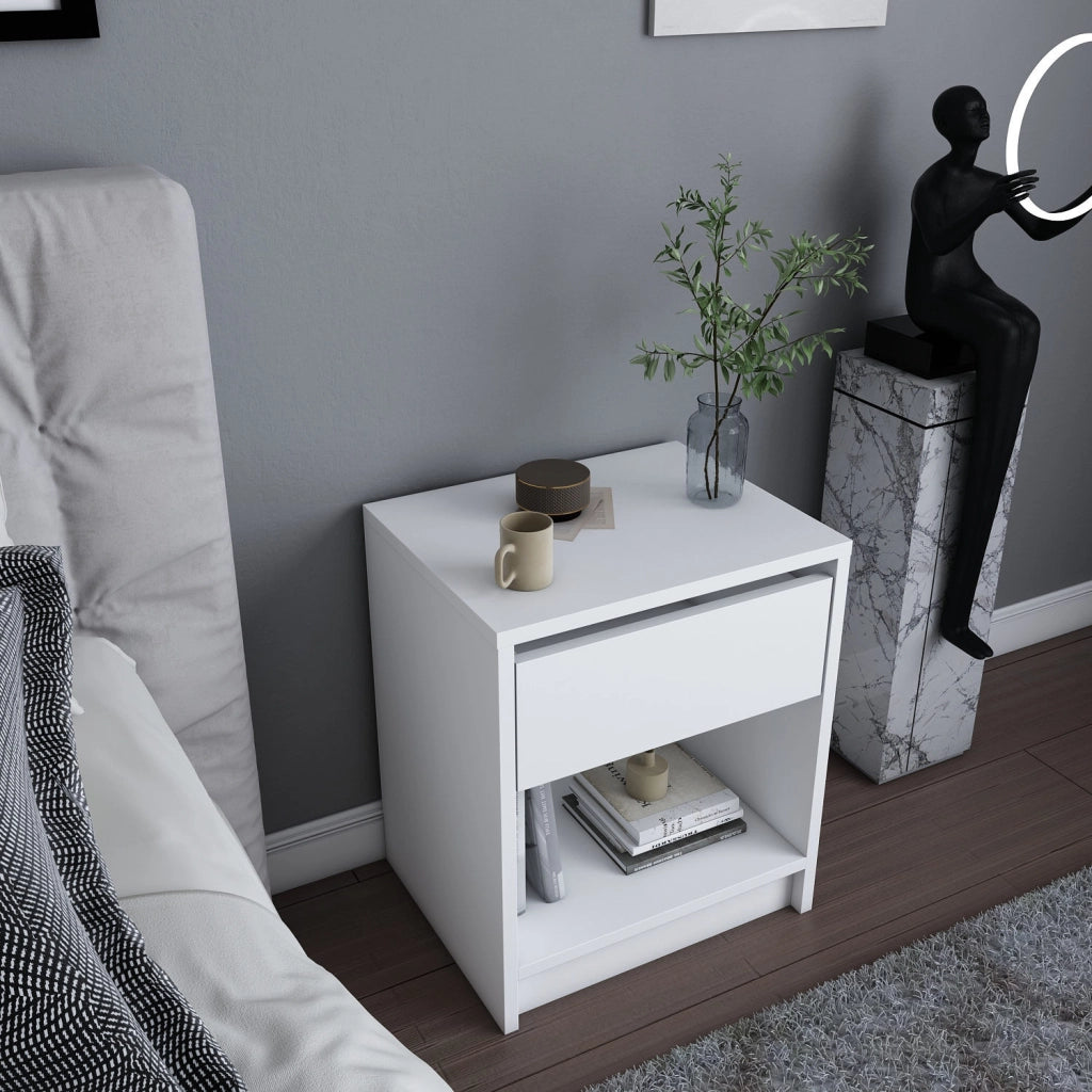 Comodino in legno "Sheridan" - 45 x 40 x 53 cm - Bianco