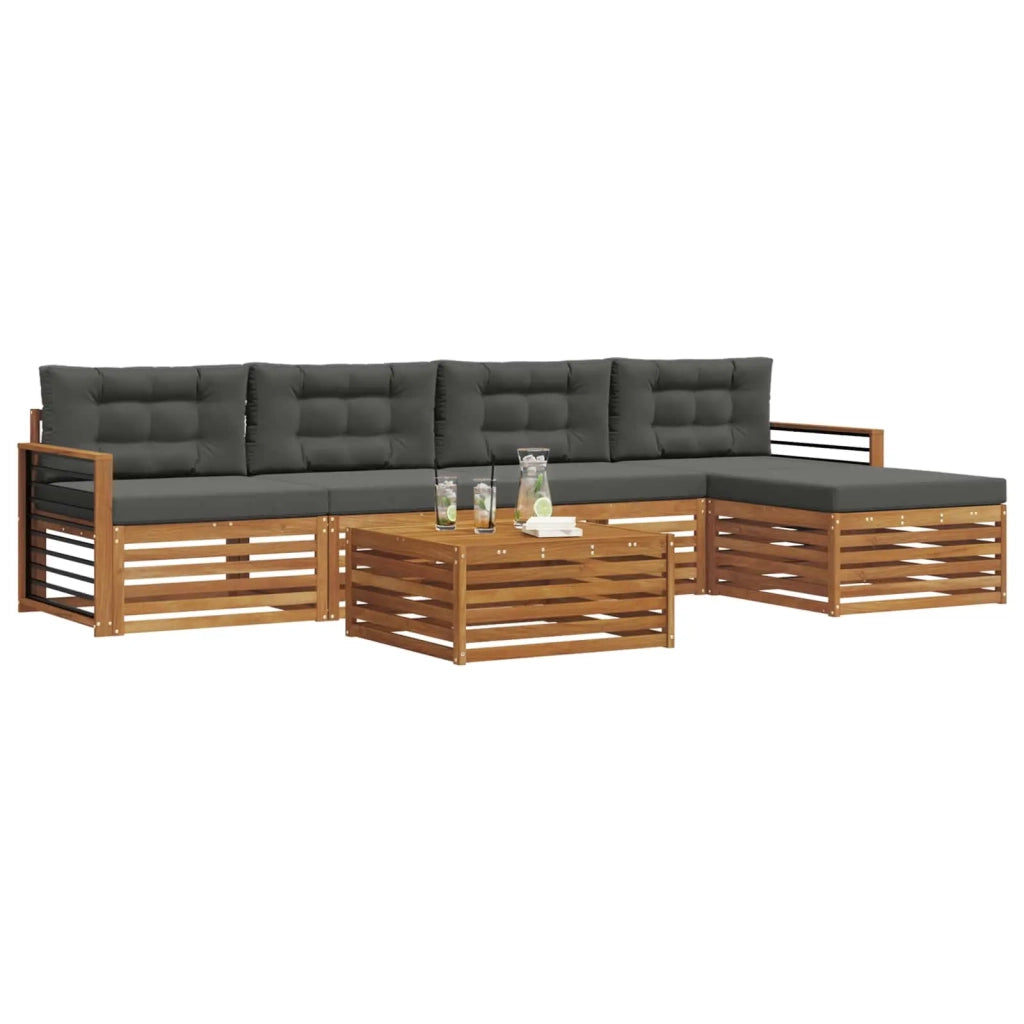 Set di divani da esterno con cuscino 6 pcs Naturale e Antracite 3373352