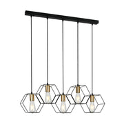 Lampada a sospensione geometrica nero oro 5xE27 Italux