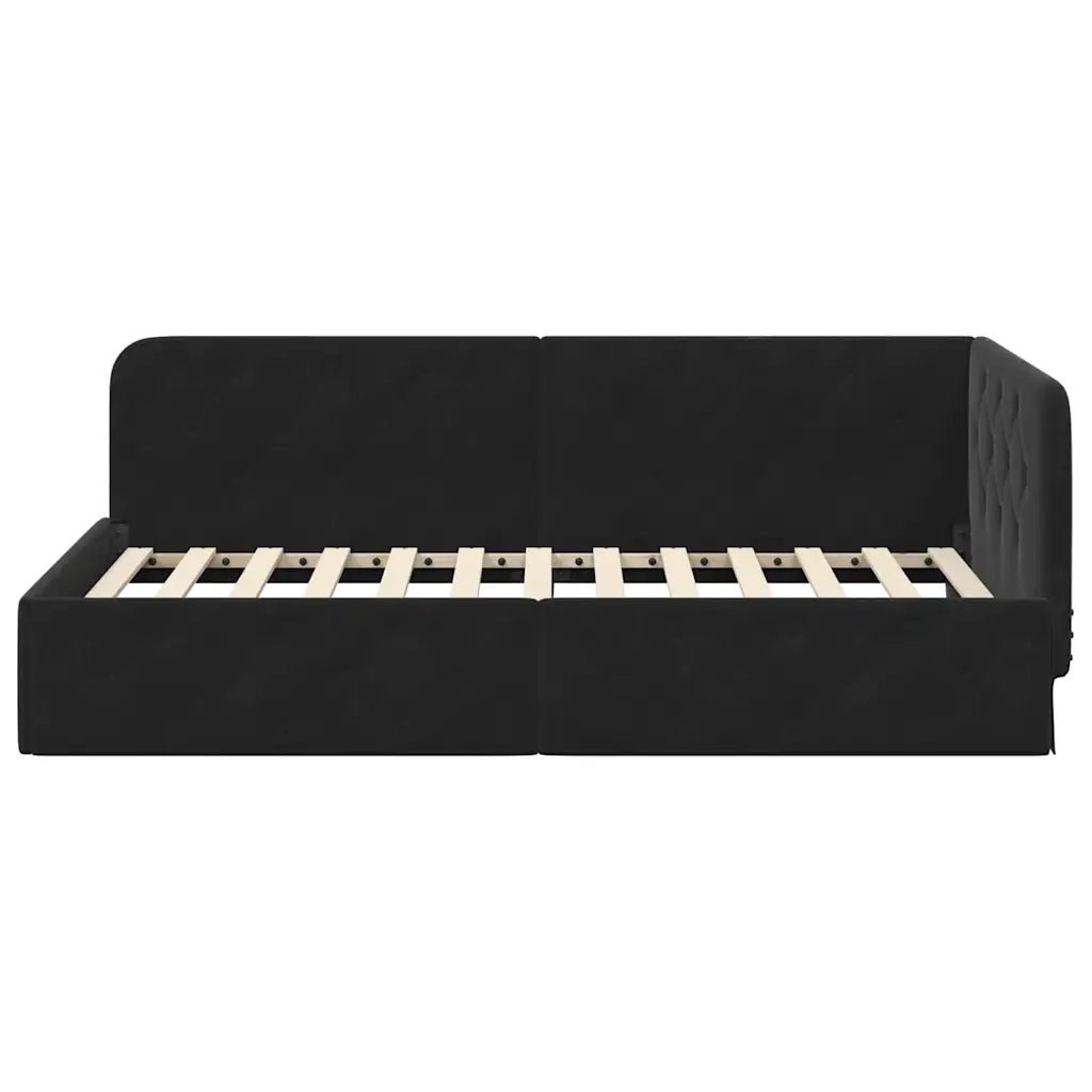 Cornice del letto ad angolo Nero 100 x 200 cm Velluto 42016548