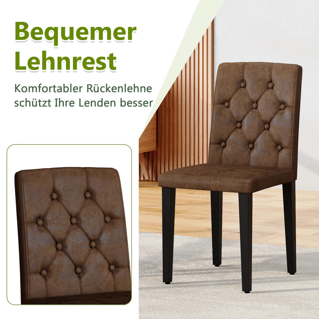 Set di 4 sedie da pranzo in marrone retr¨° - Zephmum- Gambe in metallo nero, rivestimento in velluto sintetico