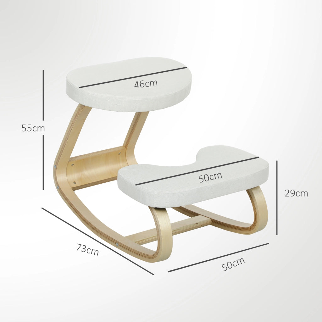 Sedia ergonomica inginocchiatoio ¨C Xylo ¨C legno a dondolo crema per ufficio casa