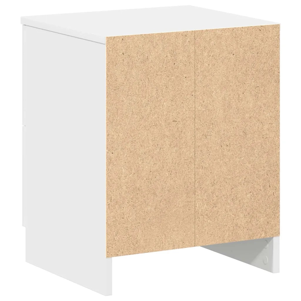 Comodino con 2 Cassetti-Tavolino da notte Bianco 40x36x50 cm