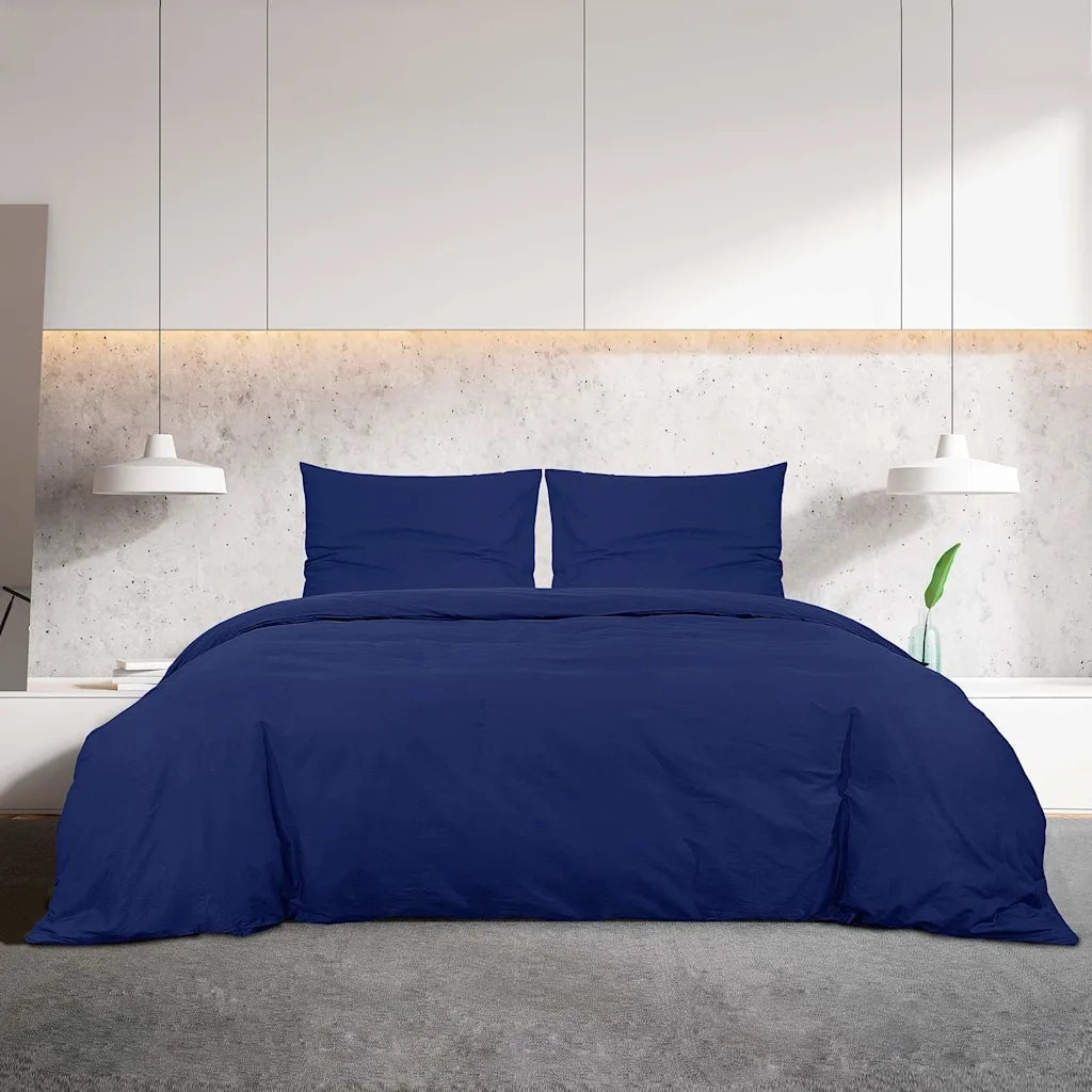 Set Copripiumino Blu Marino 200x200 cm in Cotone 136152