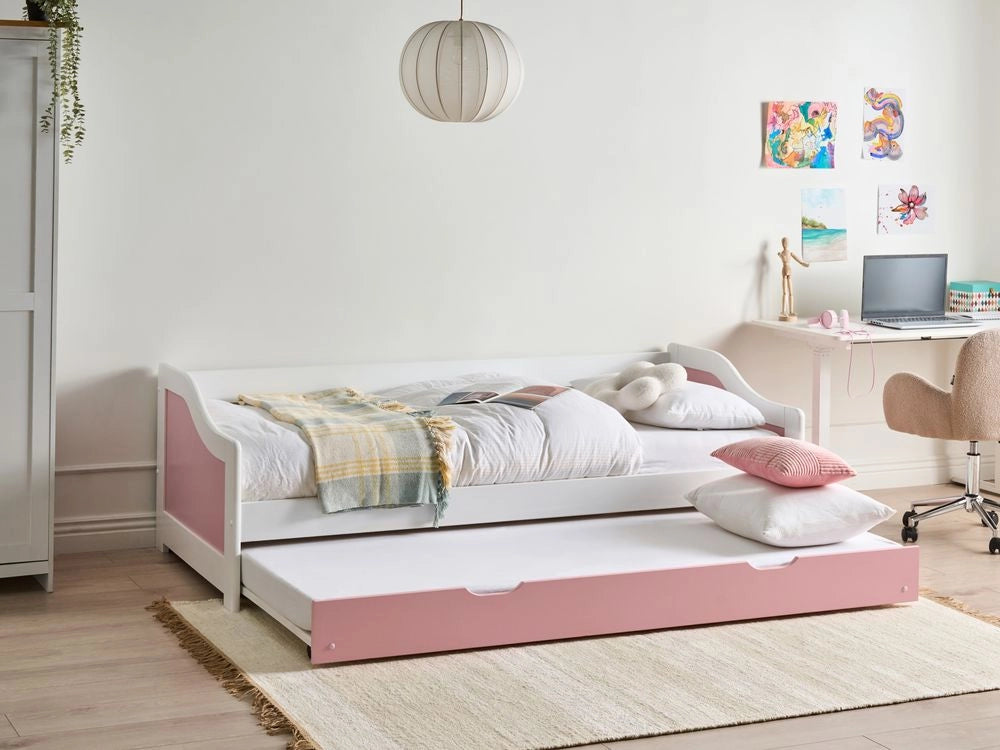 Letto a scomparsa in legno di pino chiaro con struttura in velluto UE misura singola 90 x 200 cm Telaio a doghe Extra Telaio a scomparsa