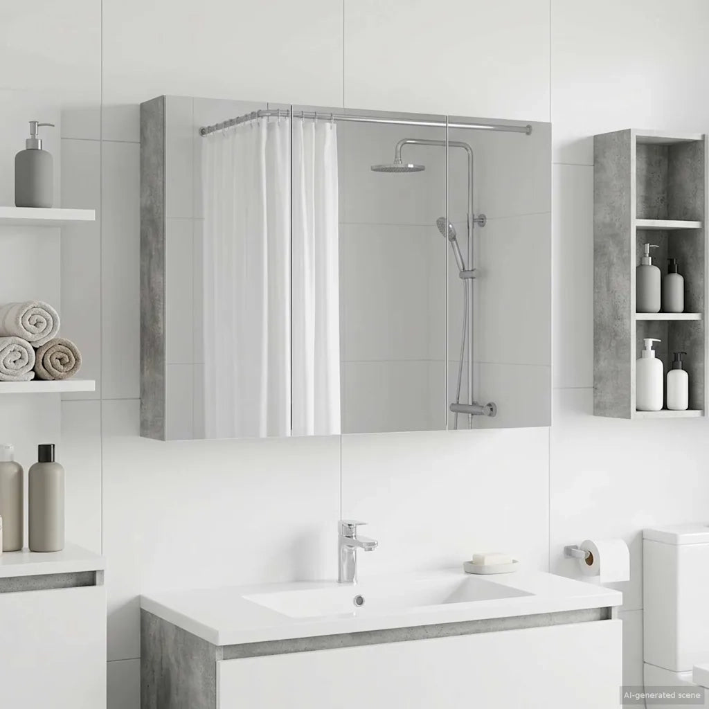 Mobiletto per specchio da Bagno | Armadio da bagno con lo scaffale Grigio cemento