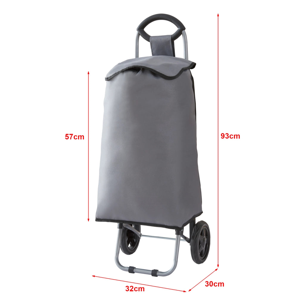 Trolley Portaspesa 'Nørre' Carrello da Spesa Portapacchi a 2 Ruote Telaio Pieghevole Borsa Impermeabile Rimovibile 36 L 30 kg - Grigio Scuro / Nero [en.casa]