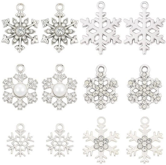 36 pezzi di grucce a forma di fiocco di neve con strass per gioielli e decorazioni