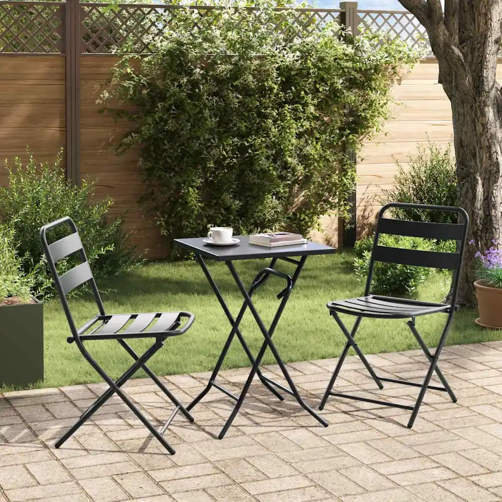 Set Bistro da Giardino 3 pcs Antracite Acciaio