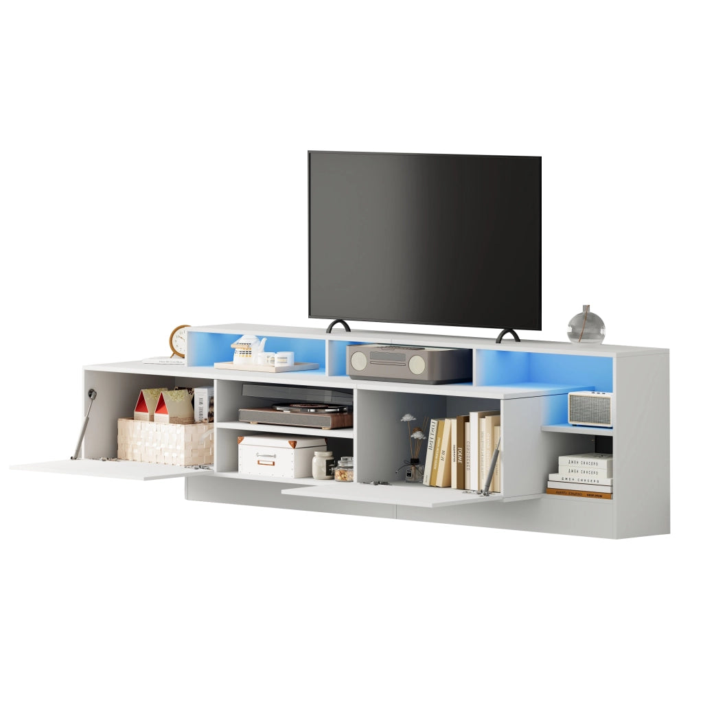 Mobile TV con LED ¨C MINIMAL ¨C Bianco Lucido, 190x40x48.5 cm