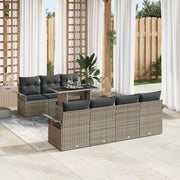 Set Divano da Giardino 8 pcs Grigio Rattan in Polipropilene