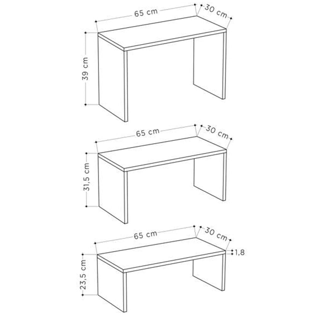 Set 3 Pezzi Tavolini da Caffè per Salotto Design Rettangolare Moderno Sovrapponibile Legno Quercia