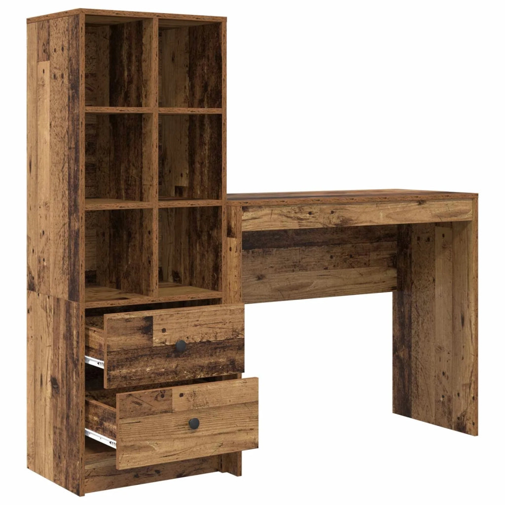 Scrivania con cassetto con lo scaffale 2 pcs Legno vecchio 3337327