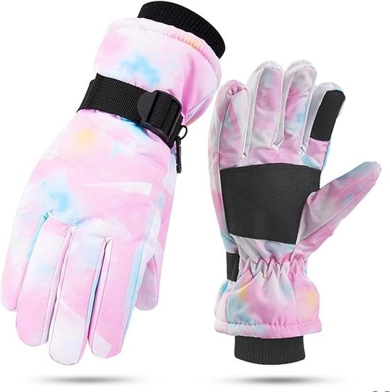 Guanti da Sci per Bambine - Guanti da Neve - Guanti da Sci Caldi - Impermeabili e Resistenti al Vento - Guanti da Neve - per Ragazze di 9-15 Anni - 23,5 x 10 Cm - Adatti per Sci, Escursioni e Bicicletta - Rosa