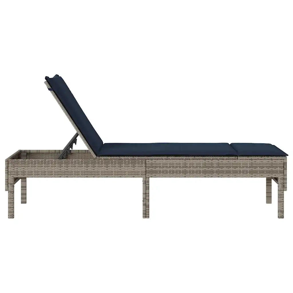Lettino Prendisole con Cuscino Grigio 55x200x44cm in Polyrattan 4104106
