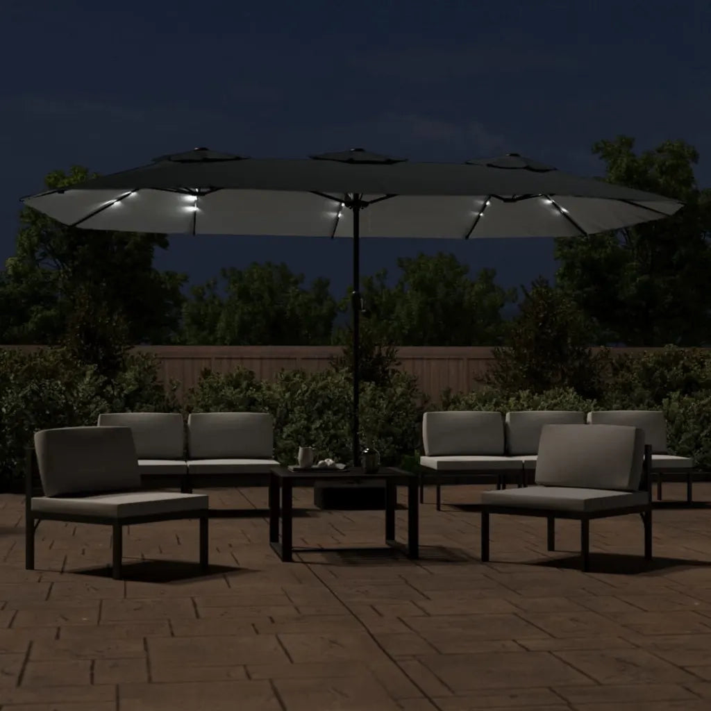 Ombrello | Parasolne a Doppia Testa con LED Antracite 449x265 cm