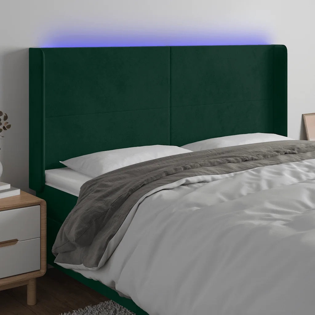 Testiera | Testata a LED Verde Scuro 183x16x118/128 cm in Velluto