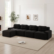 Divano Modulare Chaise Longue 4 Posti ¨C Xylo ¨C Velluto a Coste Nero