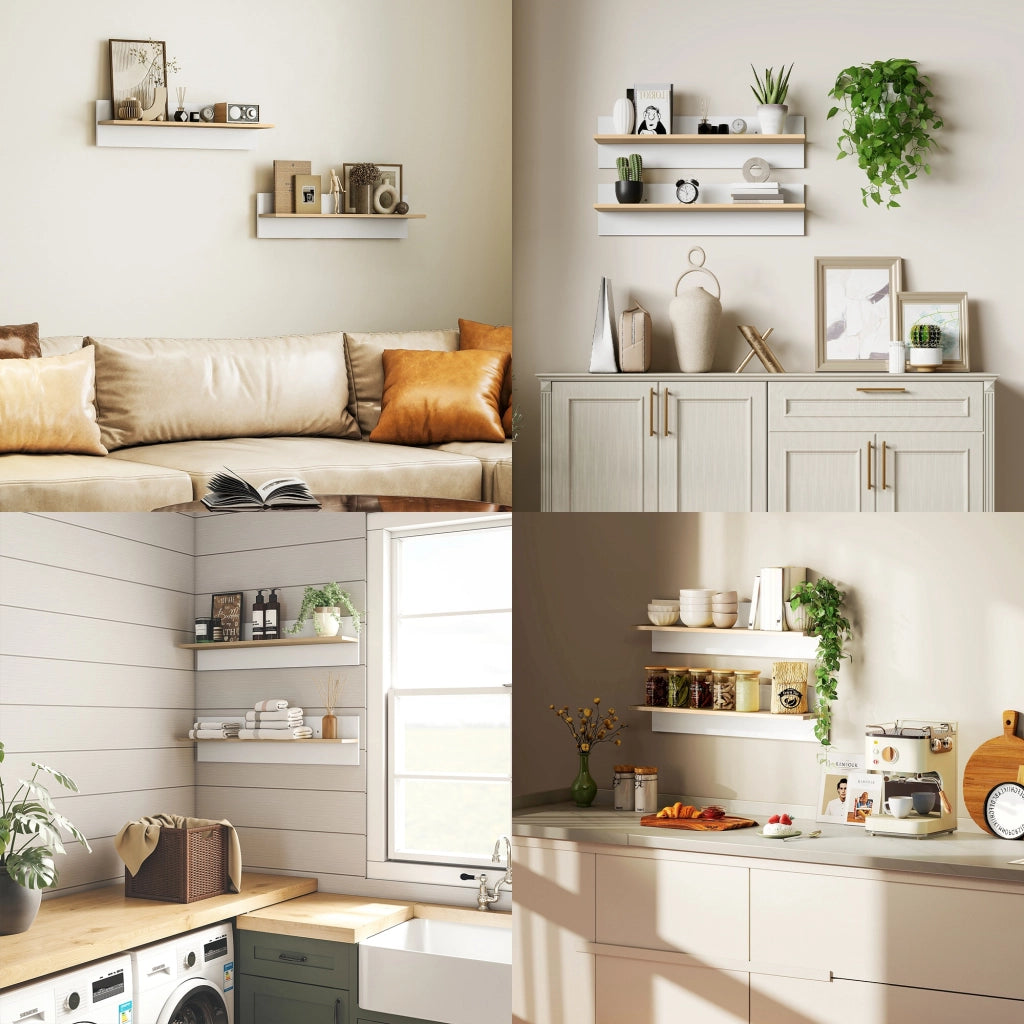 Mensola da parete set 2 pezzi ¨C Xylo ¨C legno naturale e bianco
