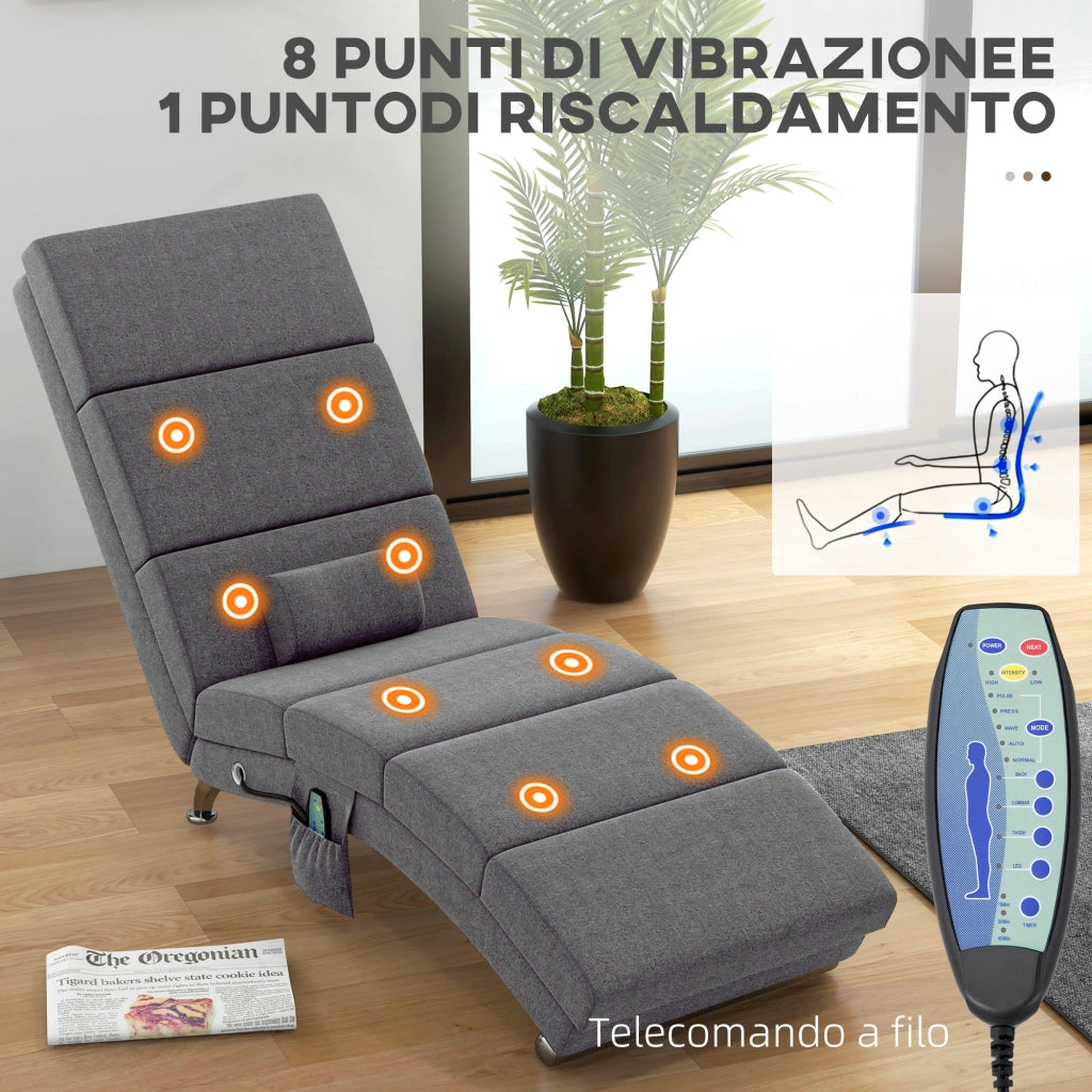 Poltrona Massaggiante Elettrica Riscaldamento Telecomando ¨C Minimal ¨C Grigio