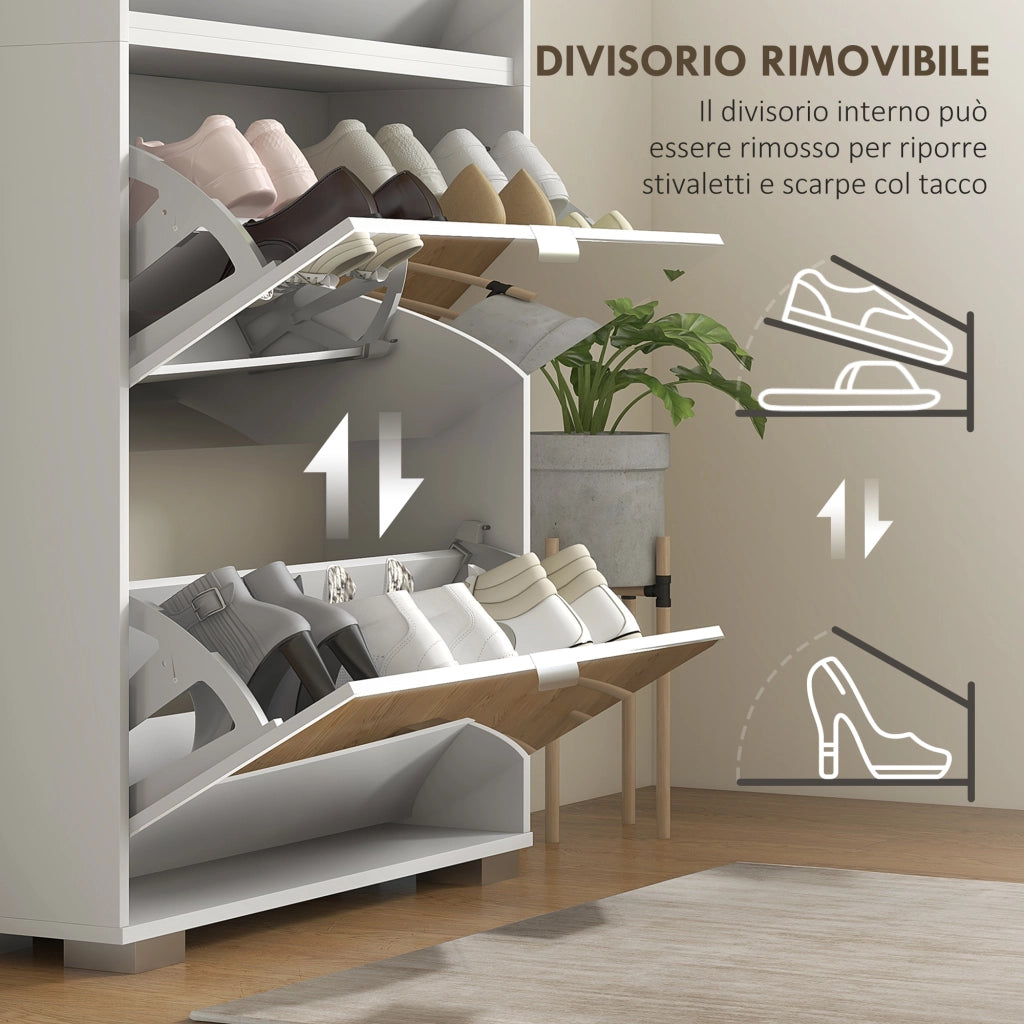 Scarpiera con Specchio e Cassetti ¨C Minimal ¨C Bianco 76x26x178