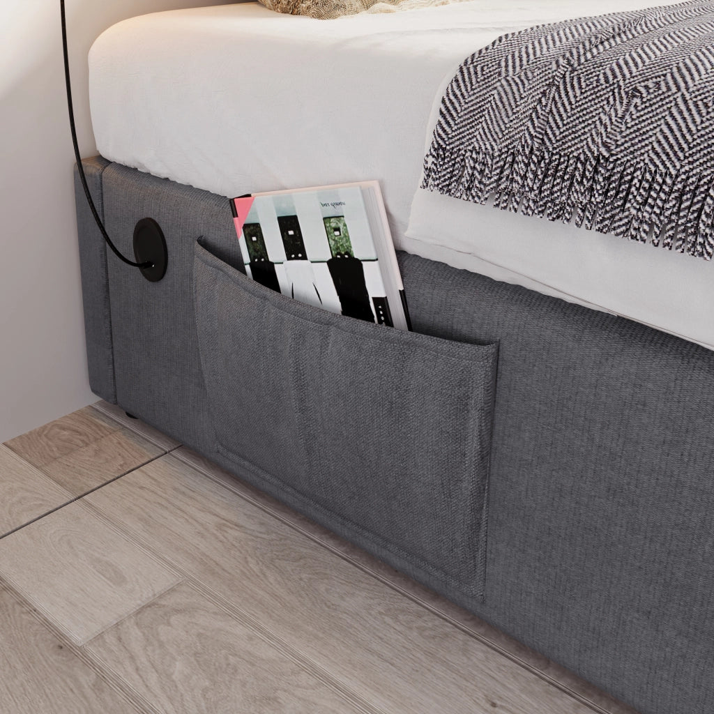letto imbottito cotone lino grigio 90 x 200 cm