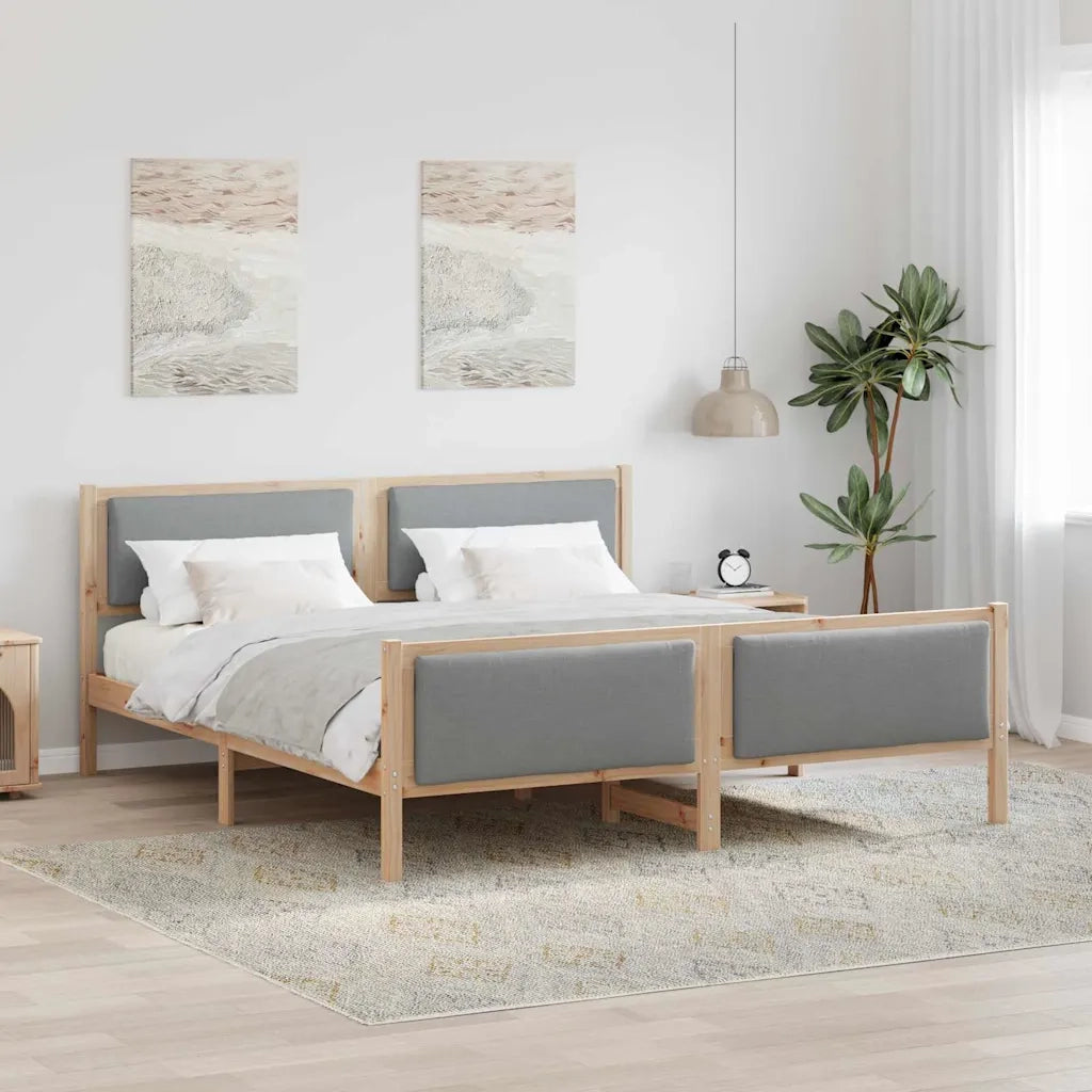 Struttura del letto-Giroletto Grigio chiaro 200 x 200 cm Tessuto 962673