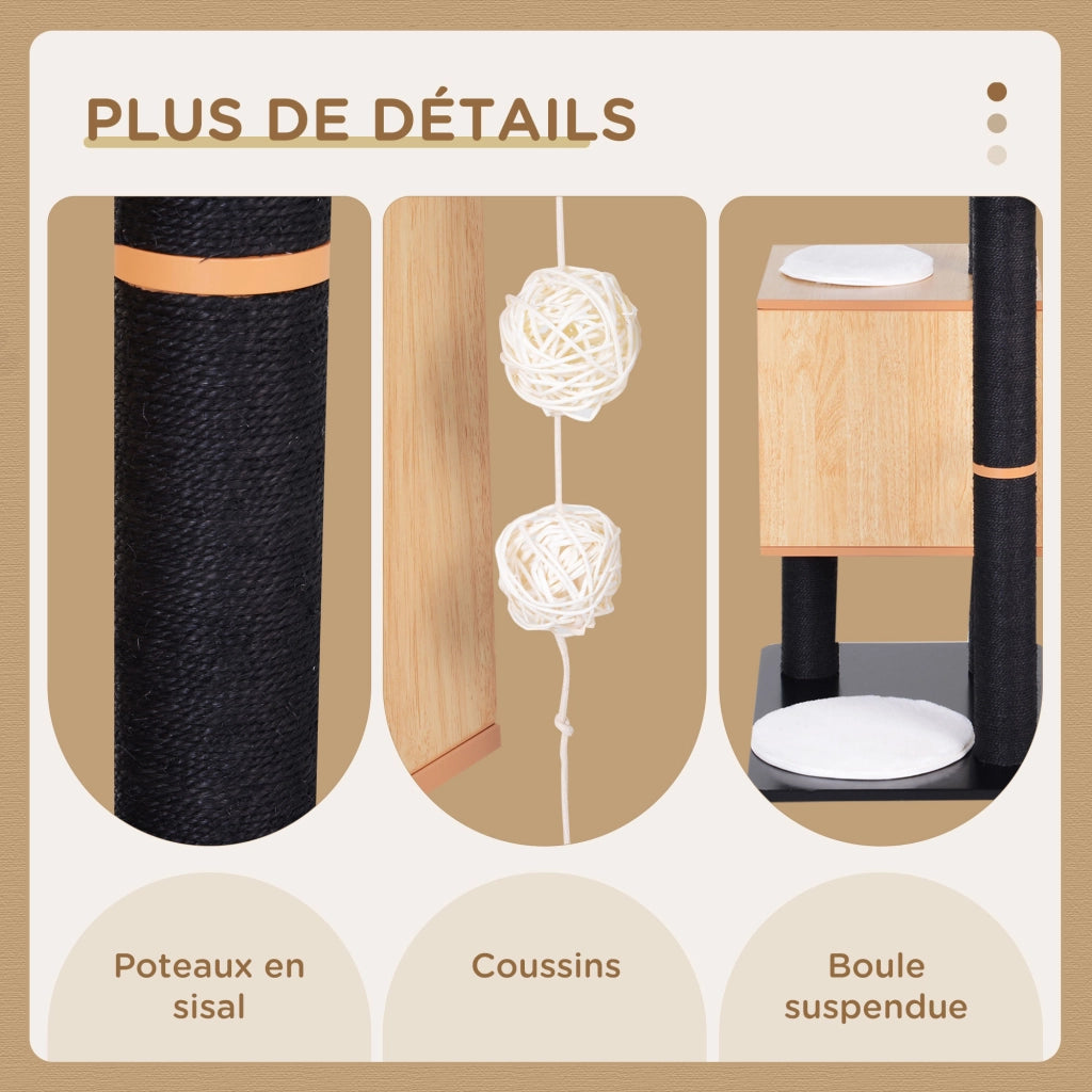 Albero per gatti con piattaforme e grattatoi ¨C Minimal ¨C 71.5x49.5x120 cm MDF nero