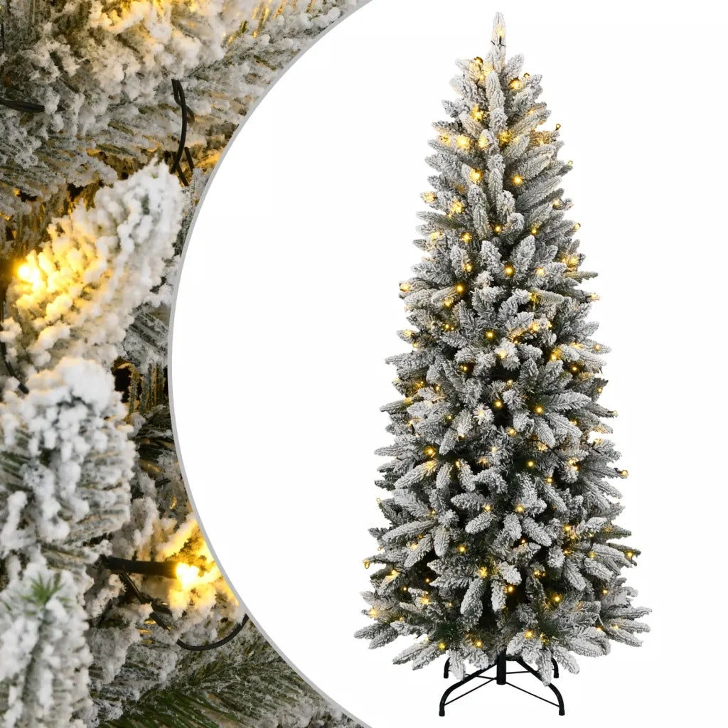 Albero di Natale Artificiale con 300 LED e Neve Floccata 180 cm 3315765