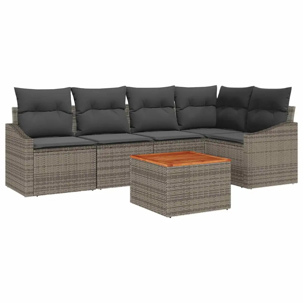 Set Divano da Giardino 6 pcs Grigio polyrattan