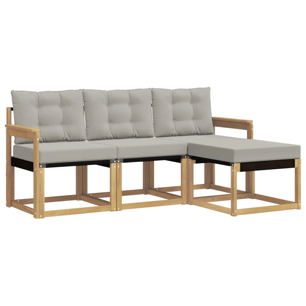 Set di divani da esterno 4 pz Bianco e Grigio Chiaro 3389349
